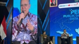 Direktur Operations BRI Hakim Putratama dalam acara Satu Data Untuk Semua: Summit Data Kependudukan Semester I 2025 di Auditorium Menara Bank Mega, Jakarta Selatan, Kamis (28/8/2025).