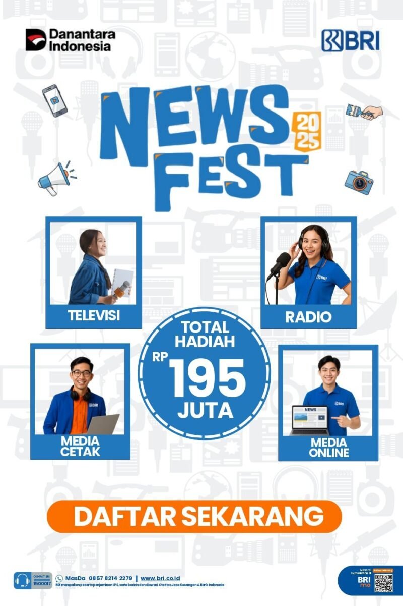 BRI mengajak jurnalis nasional berpartisipasi di News Fest 2025! Menangkan hadiah menarik dan berkesempatan mengikuti program bergengsi BRI Fellowship Journalism 2026. (Dok. BRI)